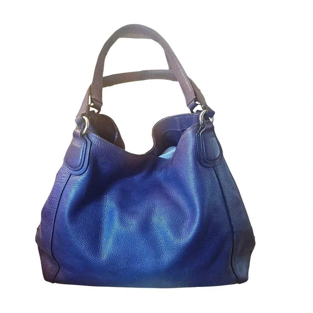 COACH Edie Pebbled Leather Shoulder Bag - Plum Purple